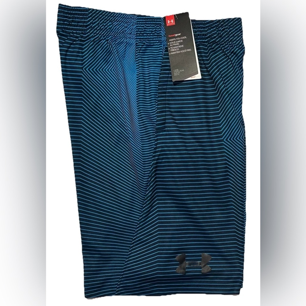 NEW UNDER ARMOUR GYM SHORTS YOUTH BOYS L TURQUOISE BLACK BEACH POOL